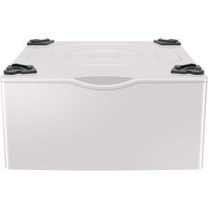 SAMSUNG 27-Inch Washer Dryer Pedestal Stand w/ Pull Out Laundry Storage Drawer, Stainless Steel, WE402NE/A3, 28.1"D x 27"W x 14.2"H, Ivory
