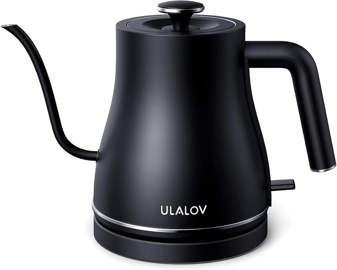 Electric Gooseneck Kettle Ultra Fast Boiling Hot Water Kettle 100% Stainless Steel for Pour-over Coffee & Tea, Leak-Proof Design, Auto Shutoff Anti-dry Protection, 1200W-0.8L, Matte Black