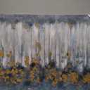 Abstract Birch Trees Picture Painting: Heavy Textured Hand Painted Blue Grey Gold Foils Canvas Artwork Wall Art for Living Room (40 x30'' x 1 Panel) (40L" x 30W", Abstract art)
