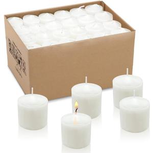 8 Hour White Votive Candles for Weddings Party Spa and Emergency, Set of 72 Small Unscented Bulk Candles for Restaurants and Home Decoration (1.25 Inch, 72 Pack)