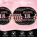 62Pcs 18th Birthday Decorations for Girls Her, Rose Gold Birthday Party Supplies Include 20 7''Plates 20 9'' Plates 20 Napkins and 2 Tablecloth, Rose Gold Princess Party Tableware for 20 Guests