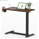 FLEXISPOT Mobile Standing Desk with Wheels Pneumatic Laptop Desk Rolling Computer Cart Movable Height Adjustable Small Sit Stand Desk Computer Workstations Home Use, 27.6" W x 15.7" D, Mahogany
