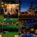 60FT Solar String Lights Outdoor Waterproof with Remote,Shatterproof ST38 20 LED Bulbs,2700K Dimmable Solar Lights Outdoor,Outside Hanging Lights for Patio,Garden,Camping,Deck,Backyard Decor