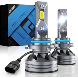 Upgraded HB3/9005 Light Bulb, 50,000 LM Super Bright 6500K, 7 Years Long Service Life with Cooling Fan, Real 1:1 Size 9005 Fog Lights, CANbus-Ready Plug and Play, lP68 Waterproof, Pack of 2