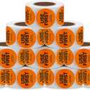 1.5 Inch USE First Stickers Food Service Inventory Control Labels Trilingual Product Labels Orange - 500 Stickers Per Roll (10 Rolls)