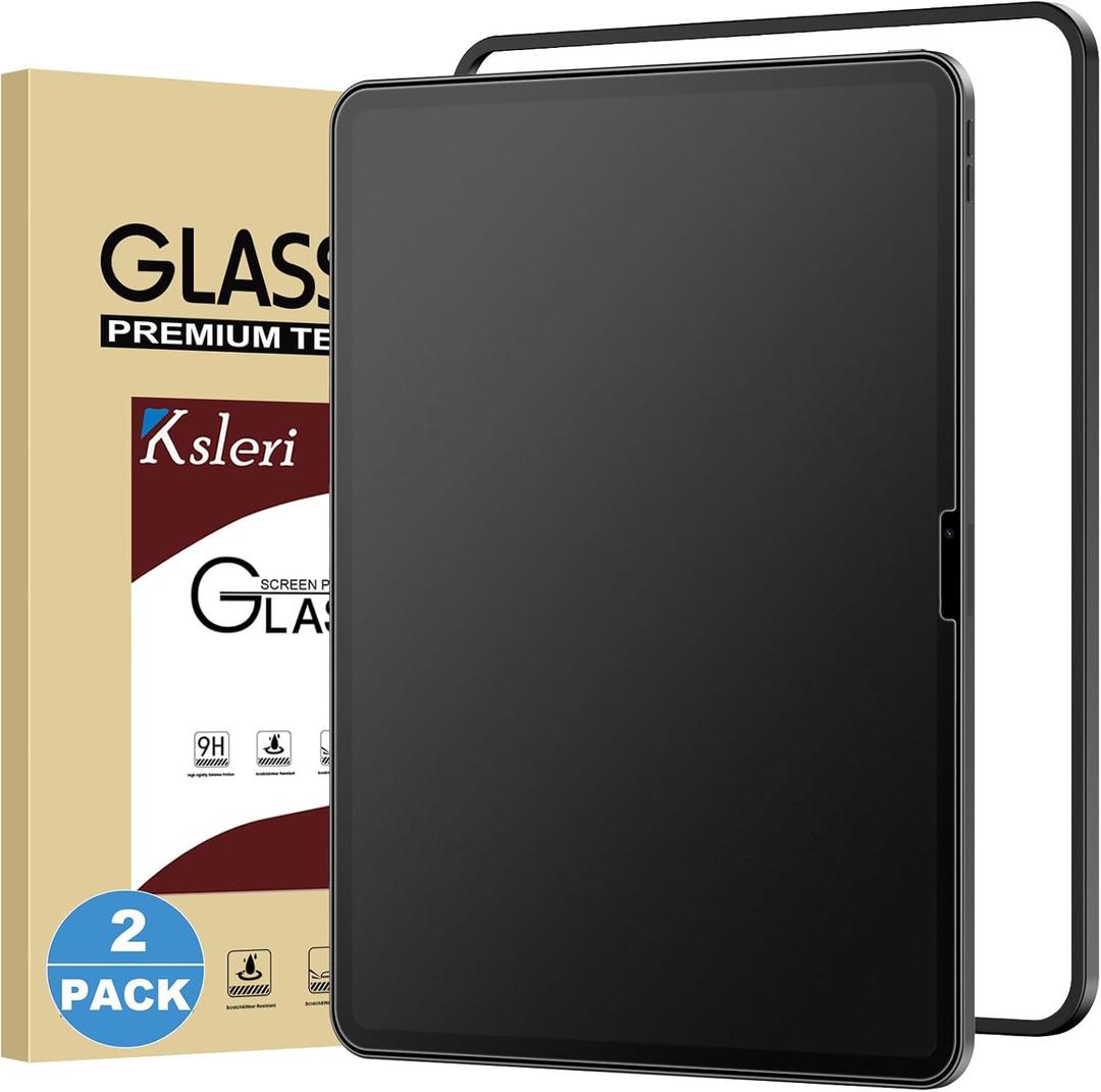 2 Pack for iPad Air 11 Inch M4 (2026) / M3 (2025) / M2 (2024) Matte Glass Screen Protector (Not Privacy) Anti Glare Anti Fingerprint Tempered Glass with Alignment Frame, Apple Pencil Support