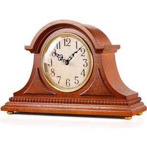 AYRELY Grandfather Mantel Clock with Hour/Quarter-Hour Chime, Elegant Wooden Frame, Table Clocks Battery Operated, Desk Shelf Vintage Clock for Living Room,Home Decor Gift