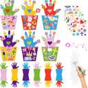 24 Set Mother's Day Craft Kits DIY Handprint Flower Pot Handmade Greeting Card Kits with Ribbon Flowers Stickers Happy Mothers Day DIY Art and Craft Projects Gifts for Classroom Game Home Activities