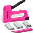 THINKWORK Light Duty Staple Gun, Pink Upholstery Staple Gun for Wood with 1600pcs JT21 Staples 1/4", 5/16", 3/8" and Staple Remover, Women Fabric Stapler Gun for Crafts, Wall, Arts, DIY, Decoration