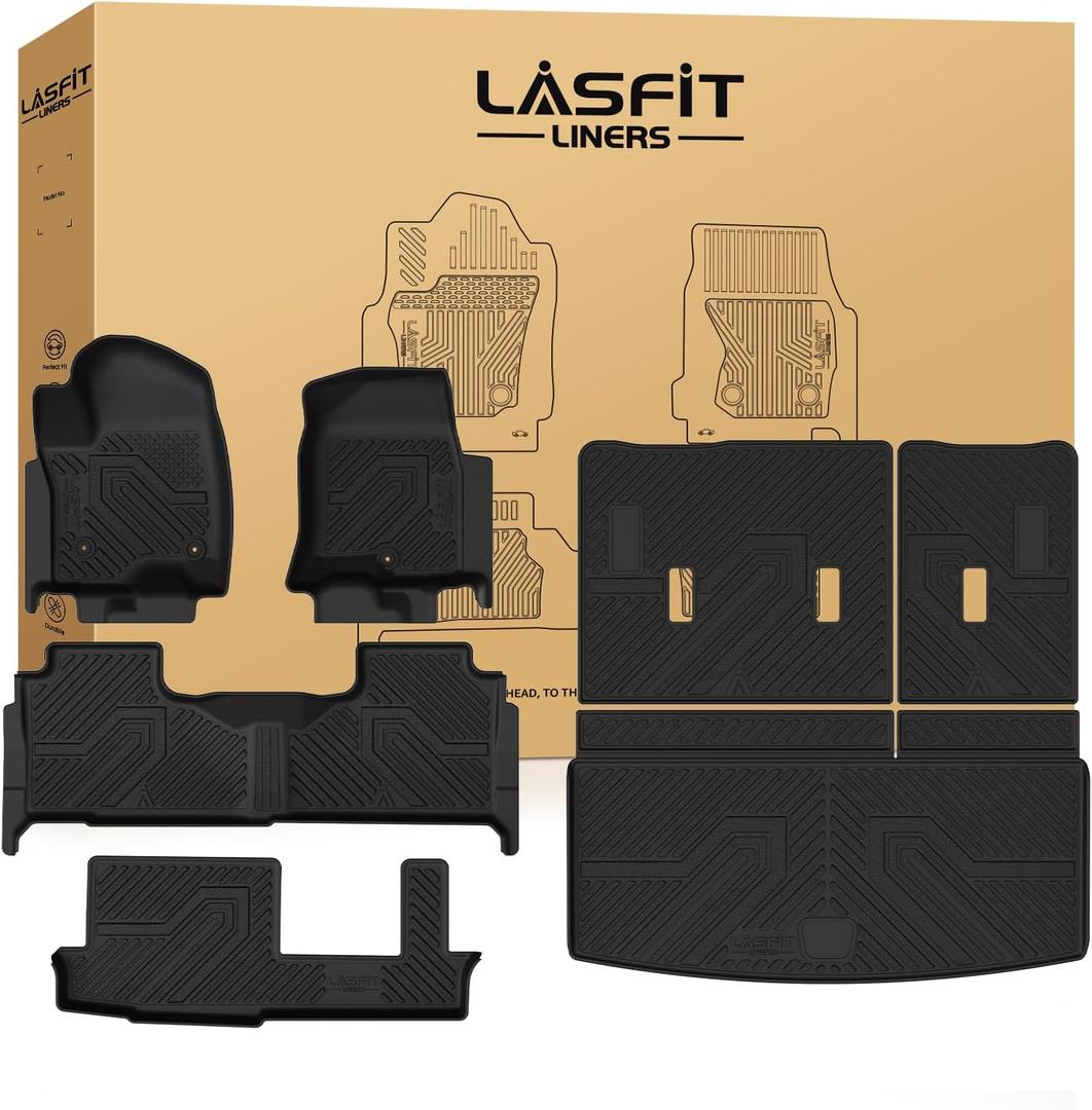 LASFIT Floor Mats 2021-2026 & Only 8 Seats (Not for 7/9 Seats) for Chevrolet Chevy Tahoe/GMC Yukon (Only Yukon, Not Fit Yukon XL)/Cadillac Escalade (Only Escalade, Not Fit Escalade ESV)