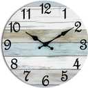 CHYLIN Wall Clock - 18 Inch Silent Non Ticking Wall Clocks Battery Operated, Wooden Rustic Farmhouse Larger Clock Decorative for Living Room, Kitchen (Blue)