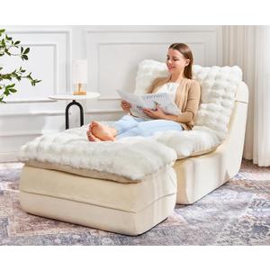 Hobestluk Small Couch Sofa Chaise Lounge Chair Recliner Chair with Footrest, Single