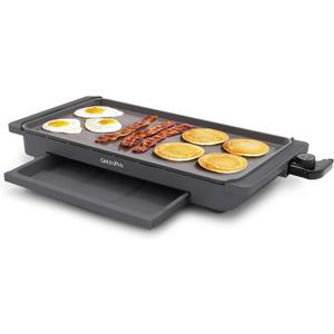 GreenPan Advanced 10.5x 20 Electric Griddle with Warming Drawer, Healthy Ceramic Nonstick PFAS-Free Coating, Temperature Control, Easy and Versatile Countertop Meals, Dishwasher Safe, Graphite