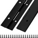 2Pack Heavy Duty Piano Hinge 18 Inch Stainless Steel Piano Hinge Black Continuous Hinge with Hole for Cabinets Boat Marine Door Box French Window Woodworking, 0.047" Leaf Thickness, 1.5'' Open Width