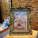 5x7 Vintage Picture Frame, Antique Green and Gold Ornate Photo Frame for Wall Hanging or Tabletop Display, Retro Home Decor, Photo Gallery Art