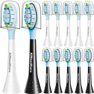 Sonicare Replacement Heads, Electric Toothbrush Replacement Heads Compatible with Philips Sonicare - 12 Pack (6 White+ 6 Black)