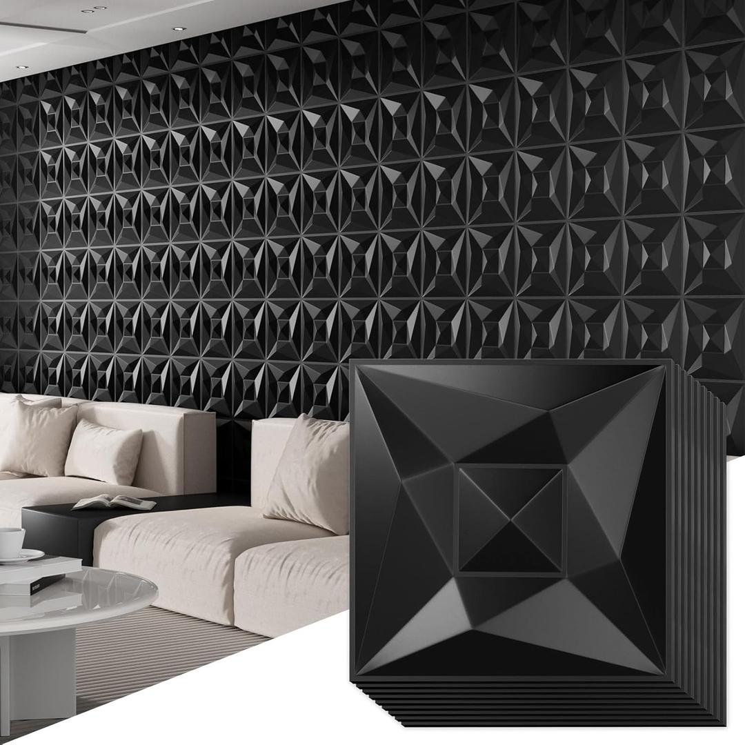 40 PCS 3D Wall Panels for Interior Dcor White 11.8"*11.8" Wall Covering PanelsPVC Textured 3D Tile for Living RoomBedroom DIY Interior Wall Dcor