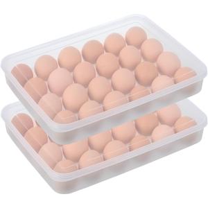 Deviled Egg Containers with Lid, (Set of 2),Stackable Plastic Egg Holder for 48 Eggs,Clear Egg Storage Holder for Fridge,Keep Fresh,Easter,Thanksgiving Party Kitchen Supplies