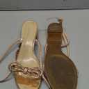 DREAM PAIRS Women's Double Bowknots Crystal Sandals Low Chunky Heels Clear Slingback Dress Shoes for Wedding Bridal Party (7, Champagne)