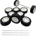 10PCS Toy Car Wheels 38mm Rubber Tire with 5PCS Shaft Round Axles for for DIY Model Toy RC Car Accessories (2.5X38MM)