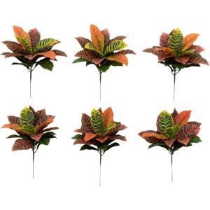 Nearly Natural 17 Garden Croton Artificial (Real Touch) (Set of 6) Silk Plants, Multi