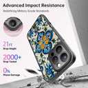 FUNMIKO for iPhone 16 Pro Max Case Wireless Charging & Military-Grade Protection - Trendy Floral Design for Women Girls, Matte Non-Slip Phone Cover with Shockproof Corners - Exquisite Motif