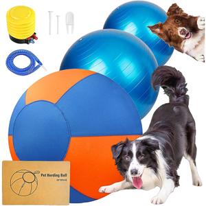 18" Herding Ball for Dogs with 2Inner Bladders Tear Resistant Dog Toy Balls for Australian Shepherds Border Collies Indoor Outdoor Agility Training Medium Large Breeds