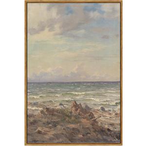 ARPEOTCY Large Framed Canvas Wall Art, Ocean Beach Pictures Decor, 24x36Inch, Bathroom Bedroom Summer Coastal Nature Decor, Vintage Paintings for Hallway Living Room (36L" x 24W")