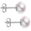 Impalsory Handmade Freshwater Cultured Pearl Stud Earrings, 925 Sterling Silver Hypoallergenic Earrings for Women 7.5-8MM
