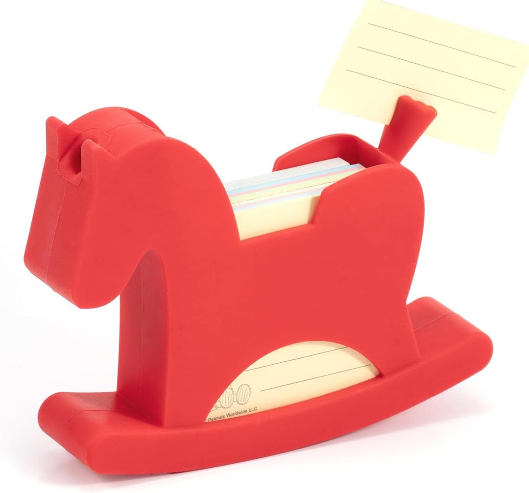 Li&Zhao Wobble Horse Sticky Note Holder Silicone Label Holder Stand, 2026 Year of the Horse Good Luck Stable Rocking Horse Design for Tabletop Organizer, Office Desk Accessory, Home Decoration(Red)