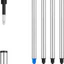 DunBong Rollerball Pen Refills, Roller Ball Fine Point 0.5mm, Red Ink Refill Pack of 5 - Replaceable Ballpoint Pen Refills Medium Point (Black)