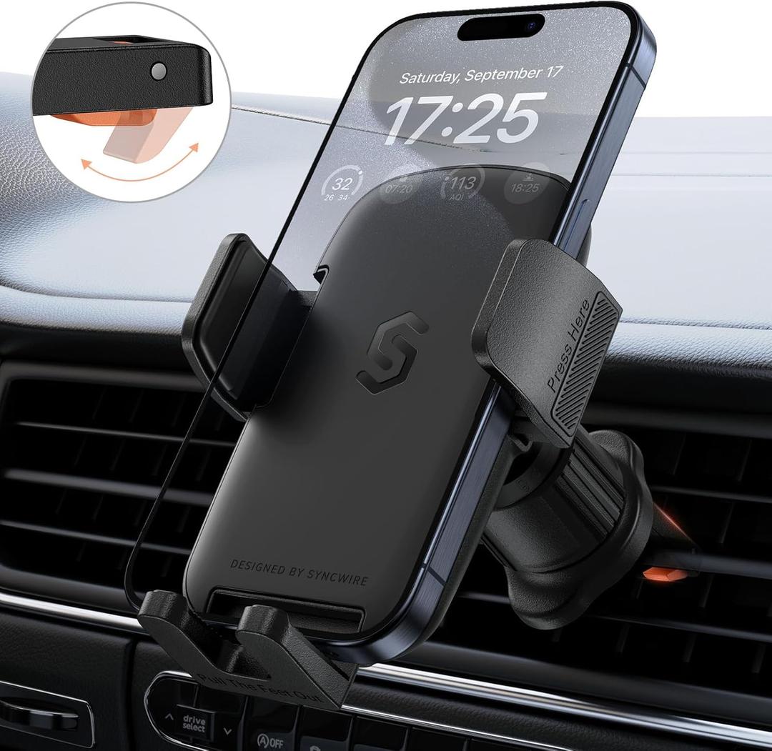 SYNCWIRE Car Vent Phone Mount, [Big Phone Friendly] Hands-Free Car Phone Holder for iPhone 16/15/14/13/12 Series & All Phones, Cell-Phone Automobile Cradles Universal