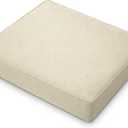 DoubleFill 1 Pcs Outdoor Ottoman Cushion 23"x19"x3" Waterproof Fade Resistant Outdoor Footstools Cushion Removable Patio Ottoman Cushions with Adjustable Fixing Strap for Stool (Beige)