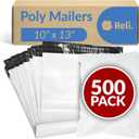 Reli. Poly Mailers 10x13 | 500 Pcs Bulk | Envelopes | White Packaging Bags for Shipping | Non-Padded Polymailers, Self Sealing Shipping Bags for Clothing, Bulk (White)