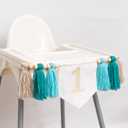 The Big One Highchair Banner - Sea Blue High Chair banner, Surf Beach First Birthday Decor Tassel, Under the Sea 1st Birthday High Chair Banner for Cake Smash, Photo Props