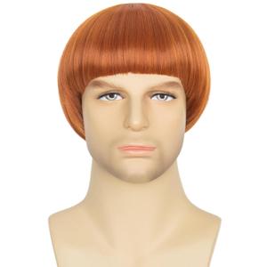 Miss U Hair Short Straight Ginger Bowl Cut Wig with Bangs for Men 60s style Cosplay Wig for Halloween Party