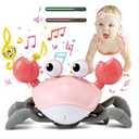 control future Baby Girl Toys Tummy Time: Pink Crawling Crab Babies Montessori Toy Learning 36 Months 3 Year Old Birthday Infant Girls Valentines Gifts Stuff 0 1 2 Essentials