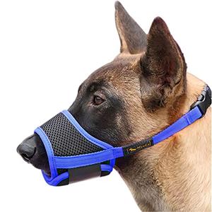 HEELE Dog Muzzle,Soft Nylon Muzzle Anti Biting Barking Chewing,Air Mesh Breathable Drinkable Adjustable Loop Pets Muzzle for Dogs (Blue, L)