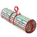 ZOBER Round Christmas Gift Wrapping Paper Organizer Storage - 40 Inch Gift Wrap Storage Containers - Wrapping Paper Holder, Clear PVC Waterproof, Fits 25 Standard Rolls - Red Pack Of 2