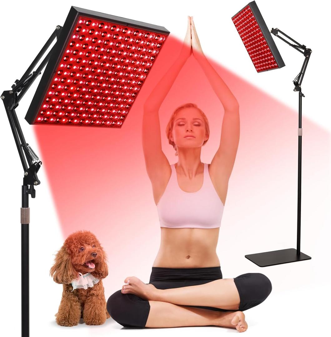 12.2" Square Red Light Therapy for Body and Face,660nm and 850nm Near Infrared Red Light Therapy Device,Red Light Therapy Panels with Adjustable Stand for Skin, Muscles Pain