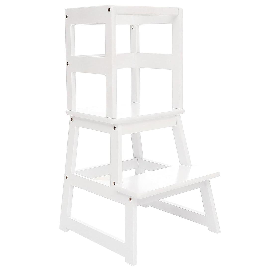 SDADI Kids Kitchen Step Stool Holds up to 150 Pounds With Safety Rail, White