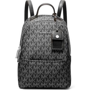 Michael Kors Sable Extra Small Covertible Messenger Backpack (One Size, Silver-tone Hardware/Tonal Mk Signature Nylon/Black)