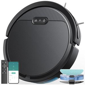 V3 Robot Vacuum and Mop, 3 in 1 Combo Cleaner for Home with Pet Hair and Hard Floor, 5000Pa Suction, 120 Mins Run Time,Super Thin Body & Large Dust Box, Self-Charging,App + Alexa-Black
