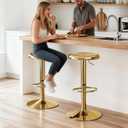 CAROLMADE Bar Stools Set of 2, Adjustable Metal Bar stools Swivel Counter Height Stool, Backless Barstools for Kitchen Island Pub, Gold