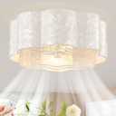 Boho Coastal Ceiling Fan with Lights and Remote, Caged Shell Shade, Medium