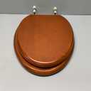 Renovators Supply Manufacturing Light Mahogany Wooden Toilet Seat Elongated Toilet Seat With Brass PVD Hinges And Non Slip Bumper
