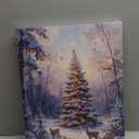 NIKKY HOME Christmas LED Lighted Wall Art, 16 x 12 Inch Canvas Prints Xmas Decor Light Up Deer and Xmas Tree Pictures, Winter Forest Snow Scene Indoor Holiday Decorations