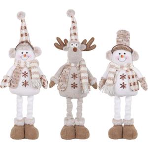 3PCS Adjustable Standing Gnomes Plush, Snowmen, Elk, Snowman Decor for Home Retractable Spring Legs, Winter Decor Ornaments Winter Home Decor