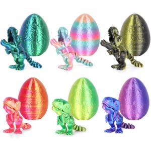 6PCS 3D Printed Dragon Egg Kids Dinosaur Toys, Articulated 3D Dinosaur Eggs with Dinosaurs Inside, 3D Printed Fidget Toys, Birthday Decorations Home Office Desk Toy(6PK Multicolored)