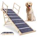 Dog Ramp for Bed, 64" Foldable for Large Small Dogs, Extra Width 18" for Dogs to Get on Bed Car, Portable Pet with Two Safety Side Rails and 6 Adjustable Heights from 24.6" to 30"